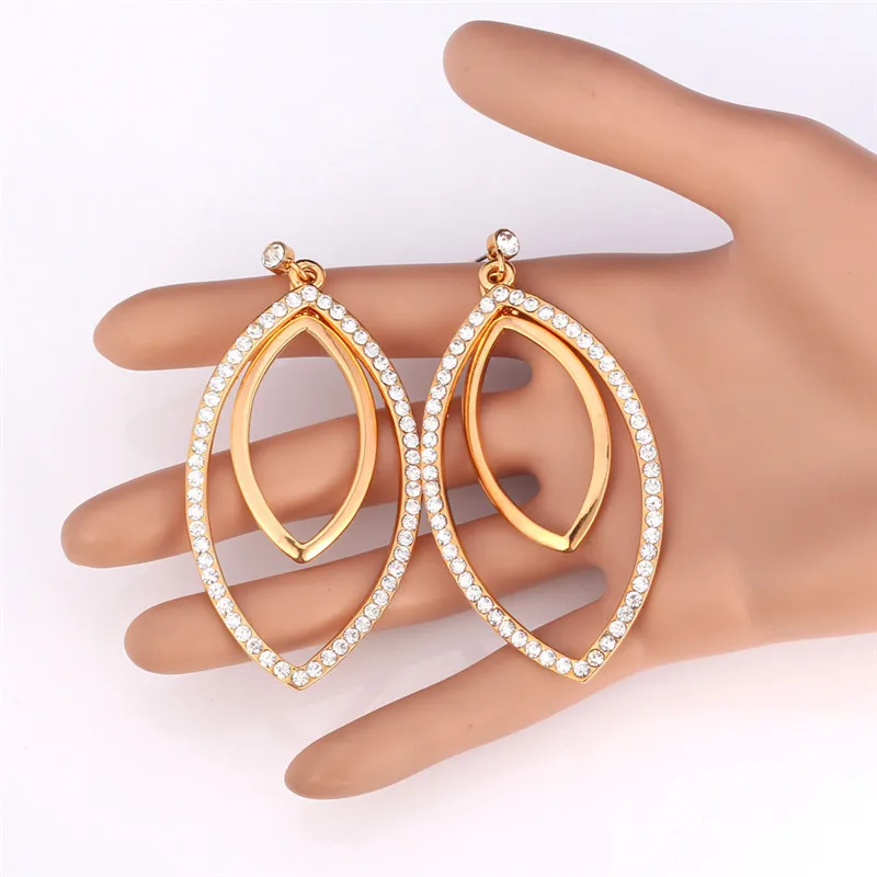 U7 Большие Серьги Позолоченные Со Стразами Ювелирные Изделия Оптом Большой