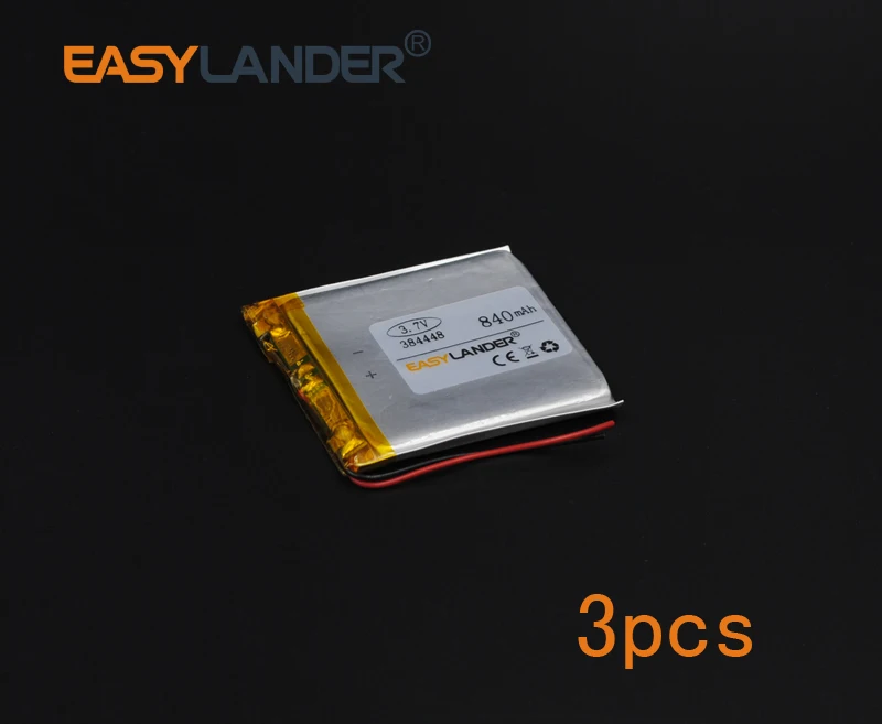

3pcs 3.7V 840mAh 384448 Polymer Li-ion Battery For Mp3 Mp4 PAD DVD DIY E-book bluetooth Vedio GPS Tablet PC Power bank mobile