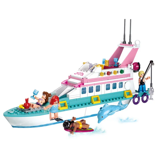 Друзья девушка крейсер Дельфин судно корабль модель здания Конструкторы малыш