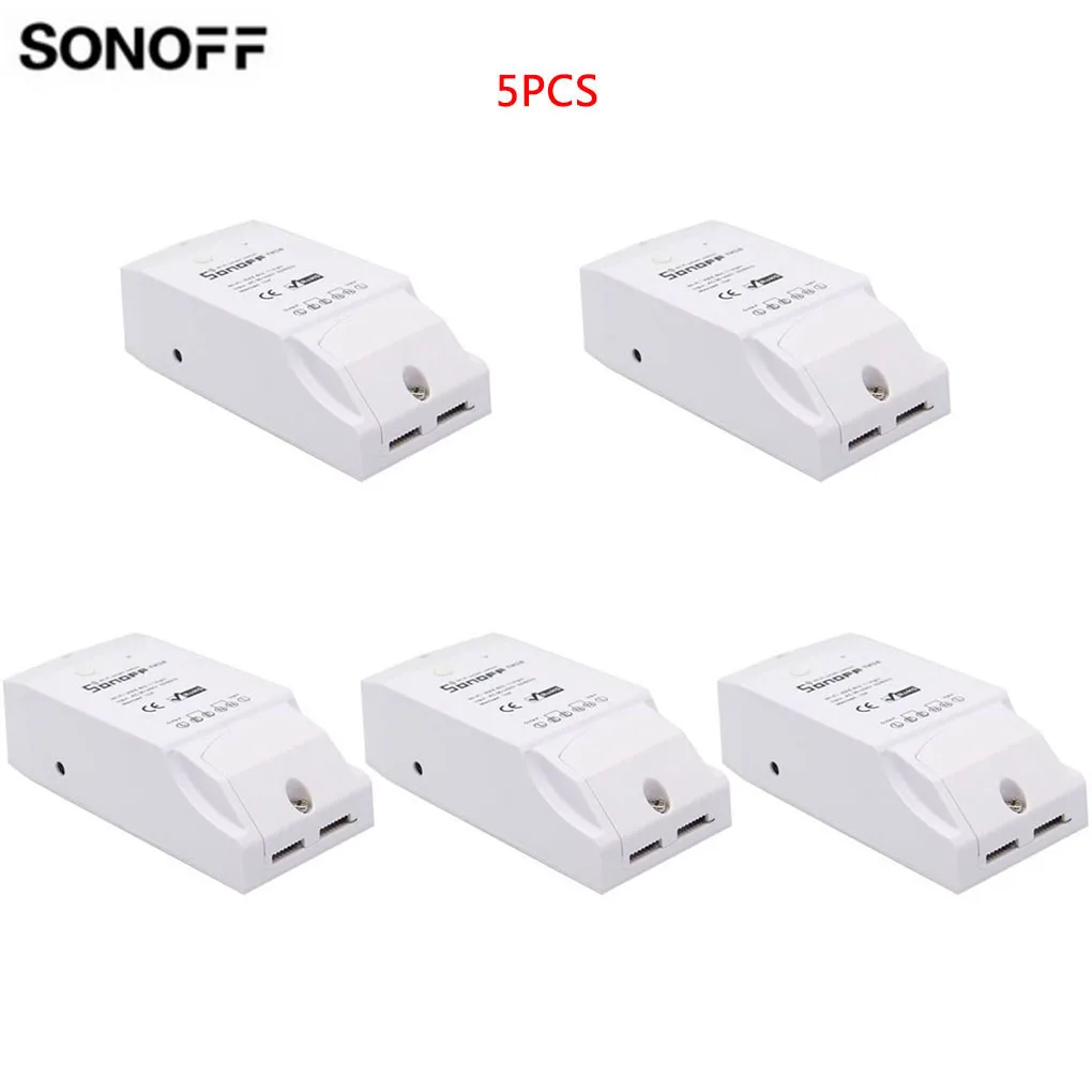 5PCS TH16A Sonoff TH10/16 умный переключатель Wi-Fi комплект домашней автоматизации+ Si7021/AM2301 датчик температуры и влажности работает с Alexa Google Home - Цвет: 5PCS TH16A