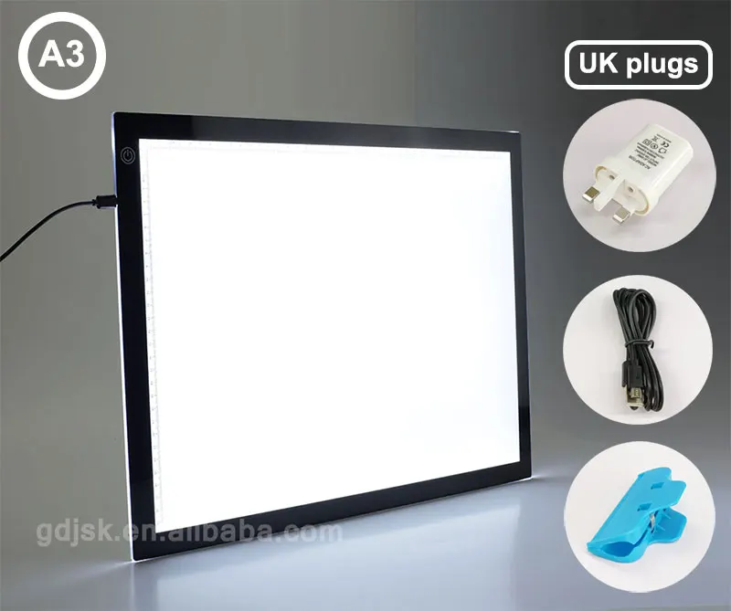 Stepless -adjust-UK 1 шт A3 светодиодный Отслеживание Панели супер тонкий светильник колодки профессиональная анимация Отслеживание Светильник Pad Светодиодный светильник таблицы для рисования - Цвет: Stepless -adjust-UK