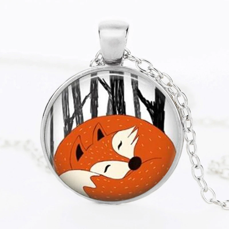 SUTEYI новейшее эффектное ожерелье с лисой существо акварель Лесной кабошон кулон