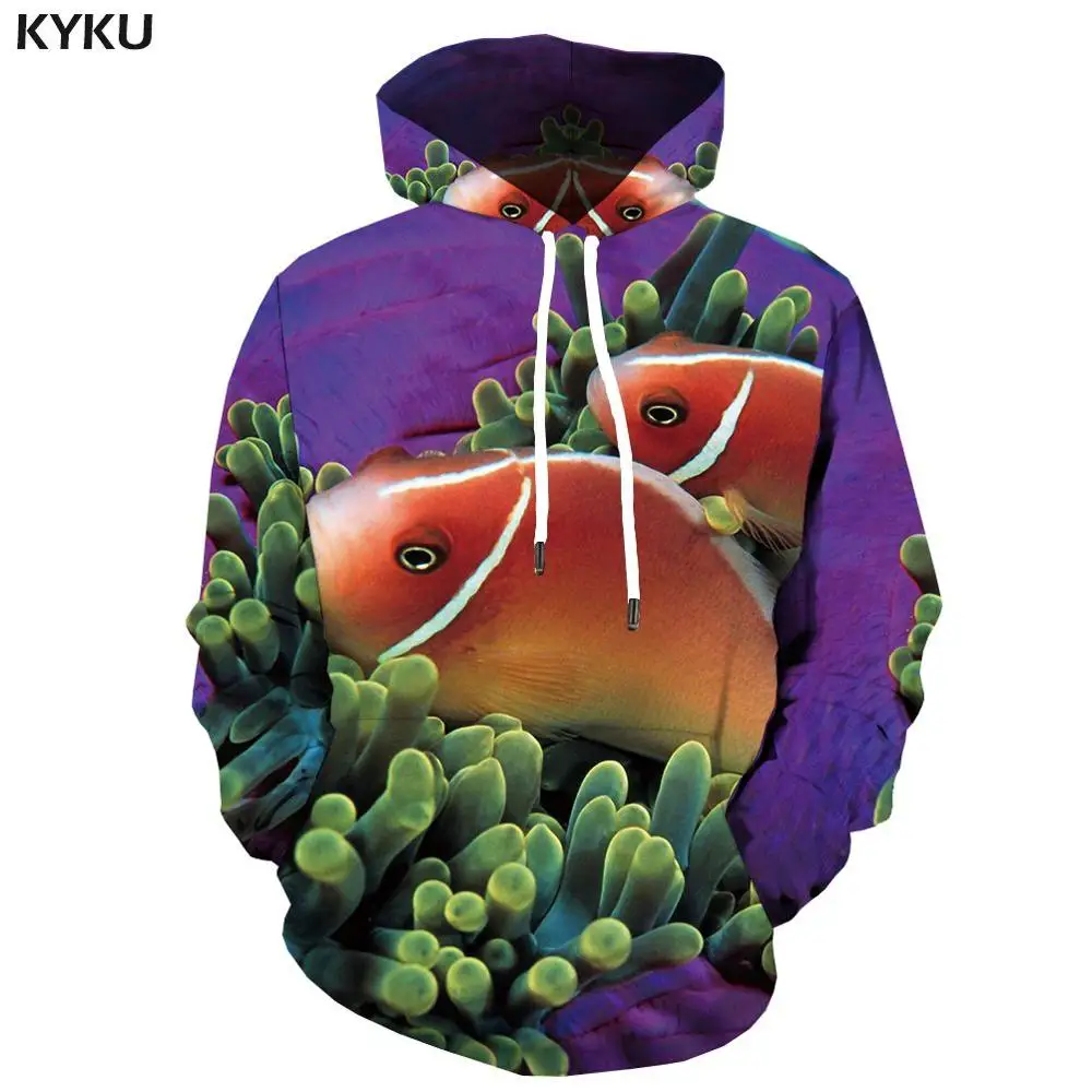 3d hoodies 13 KYKU 3d Толстовка с аппликацией рыбы для мужчин забавные кофты тропический рыбачий тунец печати Толстовка Карп толстовки Аниме Длинные Хип-Хоп Мужская одежда - Цвет: 3d hoodies 13