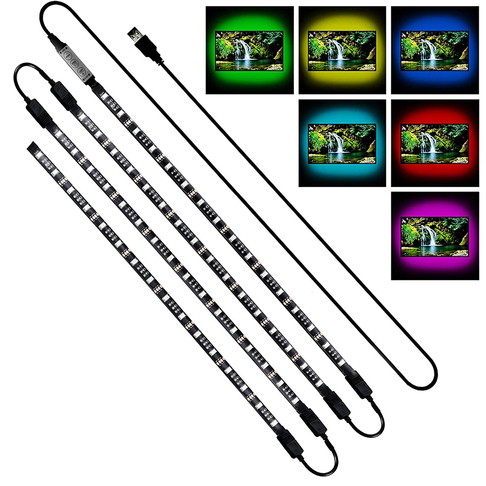DC5V гибкая светодиодная лента SMD5050 HDTV экран фоновое освещение 0 5 м 2 USB Светодиодная