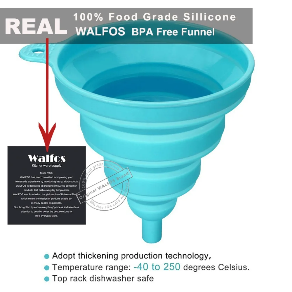 WALFOS, высокое качество, 1 шт., новинка, мини Силиконовый гель, складная, складная стильная воронка, бункер, кухонные инструменты для приготовления пищи