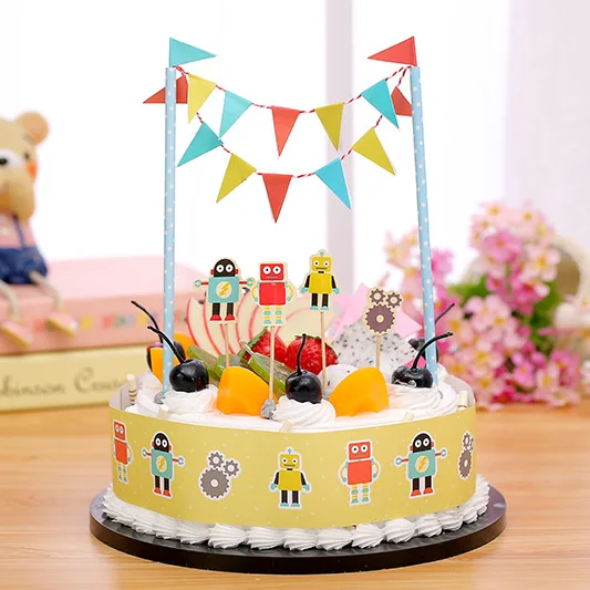 Бесплатная доставка робот день рождения торт Топпер День Рождения украшения для