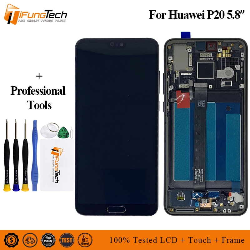 ЖК дисплей с датчиком отпечатков пальцев и рамкой для Huawei P20 экран 5 8 дюйма