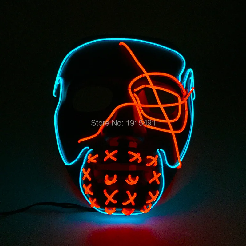Новинка светящийся светильник маска для лица страшная EL Led подсветка Вечерние