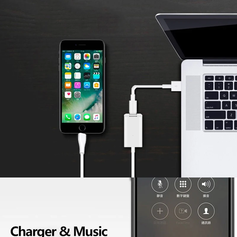 Двойной для Lightning Jack адаптер наушников аудио + вызов iPhone 7 8 10 X Зарядное устройство