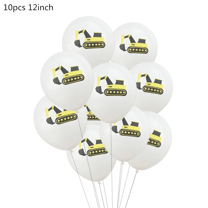 10pcs balloon1 Строительные вечерние баннеры для автомобилей с днем рождения, экскаватор, грузовик, гирлянда, латексные шары, детские автомобили, украшения для дня рождения - Цвет: 10pcs balloon1