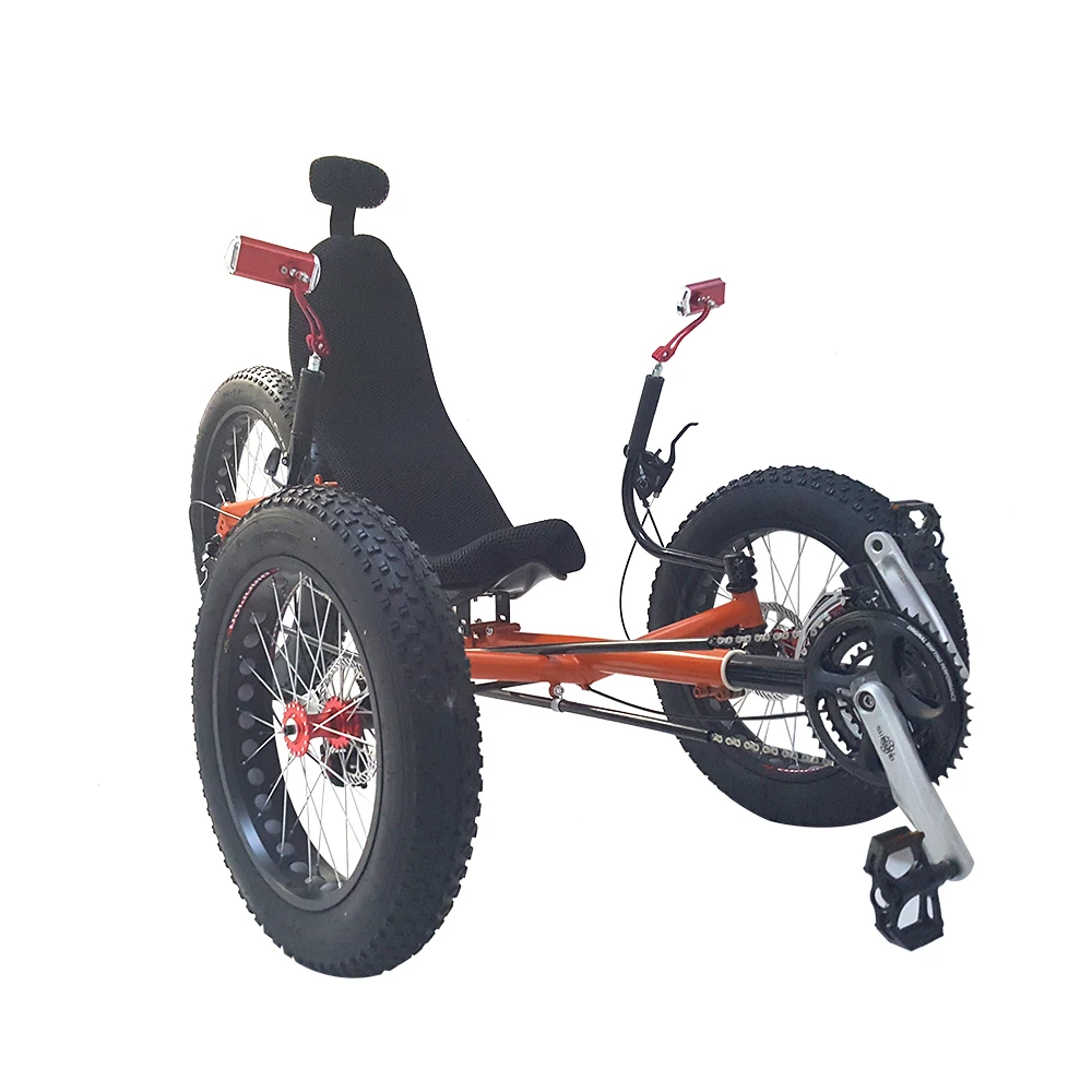 3 колеса горного спорта складная Полножирной шины лежачие trike для взрослых|recumbent