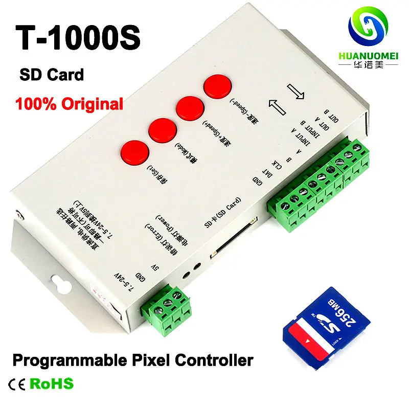 T 1000S SD карты светодиодный контроллер пикселей DC5 24V Выход сигнала SPI Макс 2048