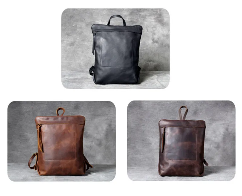 PNDME high quality fashion cowhide men's women's backpack casual simple daily light genuine leather black travel laptop bagpack