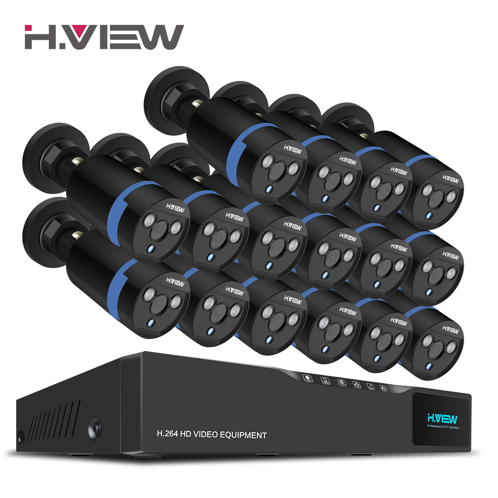 H. View 16CH система видеонаблюдения 1080 P наружная камера безопасности пуля CCTV DVR