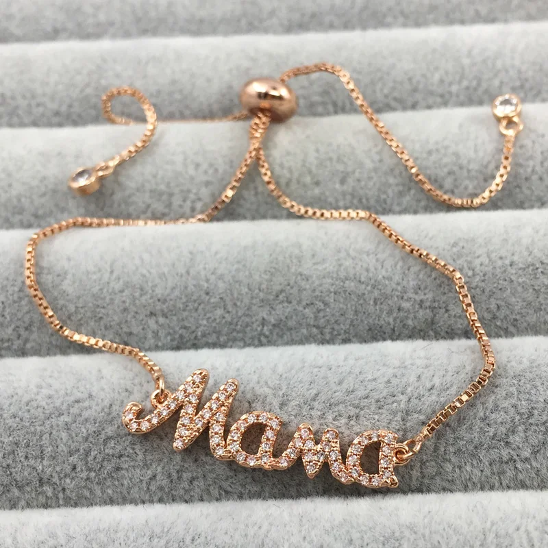 Розовое золото цвет I Love Mama прозрачными камнями с клипсами Дурной Глаз Хамса рука
