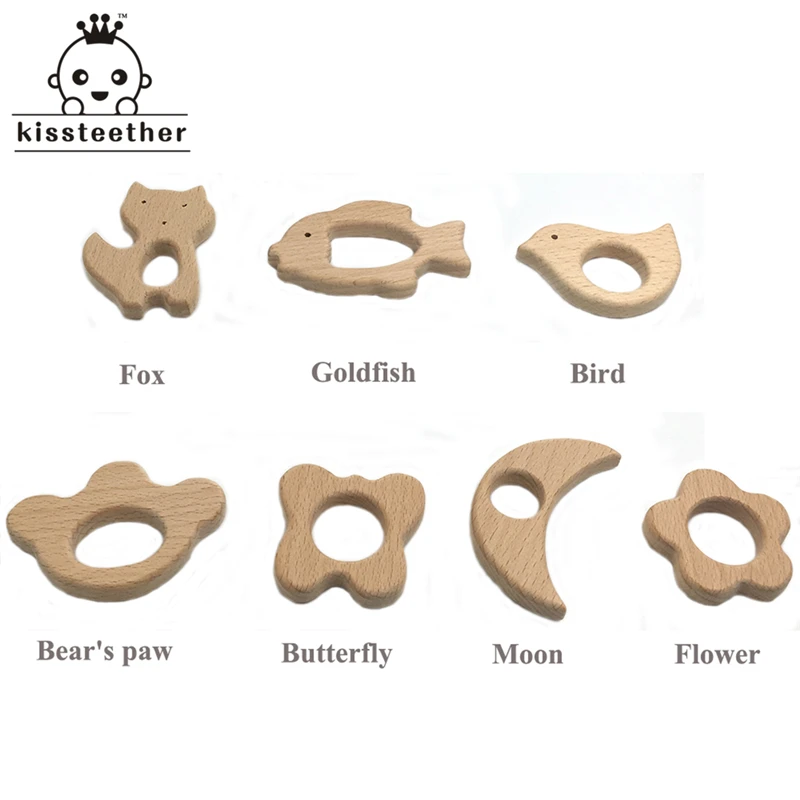 Mordedor org&aacute;nico de madera para beb&eacute;, dentici&oacute;n Natural para beb&eacute;, juguete de agarre para lactancia, mordedor para beb&eacute; reci&eacute;n nacido, regalo-2