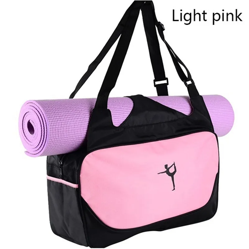 Light pink Большой Ёмкость женщина мешок, коврик для йоги Фитнес сумка спортивная Танцы Водонепроницаемый сумка Фитнес Crossbody одно плечо Пилатес сумка - Цвет: Light pink