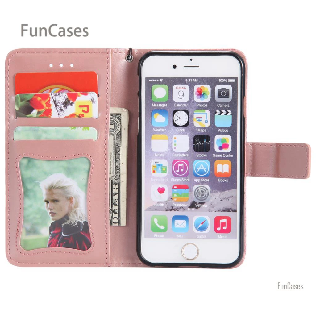 Pure Color Vine Flip Case sFor Capinha iPhone 6 PU Leather Bag Casa Plain Cellphone 6S Mobile Celular Bulk | Мобильные телефоны и