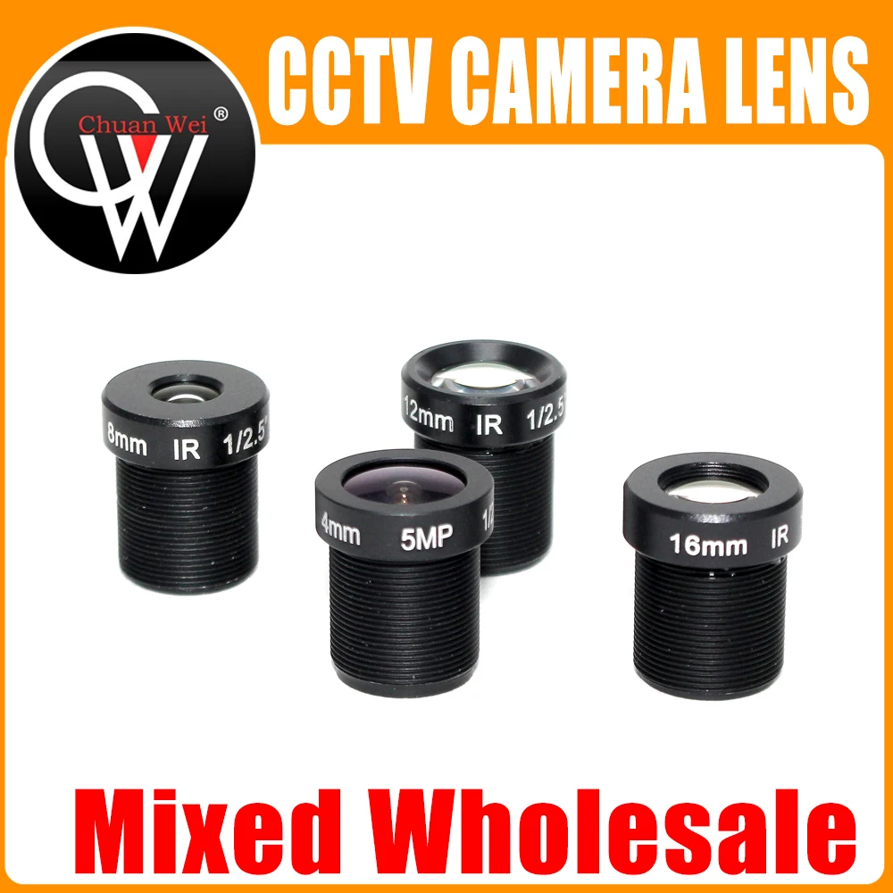 Смешанная оптовая продажа 5MP M12 фиксированный 1/2 и 1/2. 5 дюймов 4/8/12/16 мм CCTV объектив