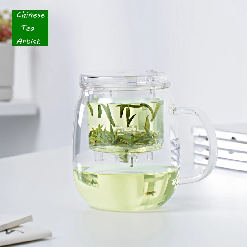 Горячая Распродажа термостойкая стеклянная чайная кружка с крышкой и инфузером