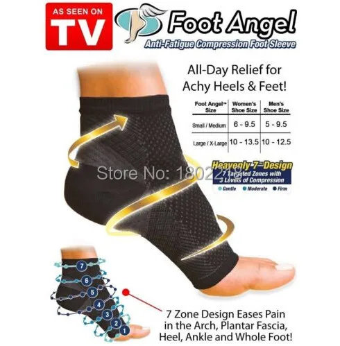 Foot Angel Anti Fatigue Compression Sleeves Relieve Achy Heels &amp Feet 1pc per packaging Free Shipping by DHL 30pcs/lot | Спорт и