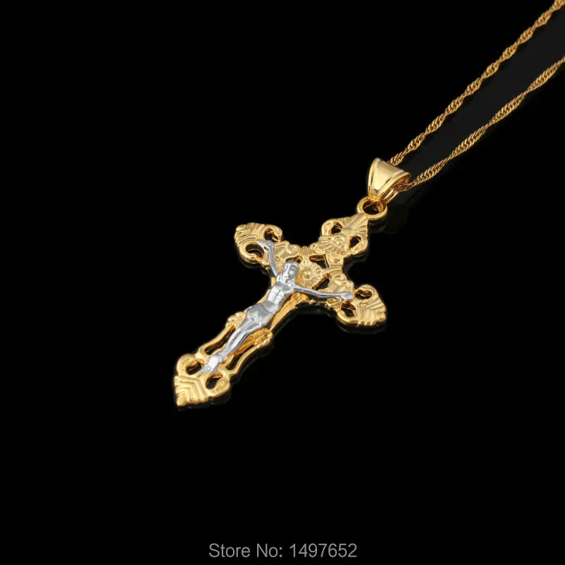 Подвеска Jesus Cross ожерелье для женщин и мужчин/золото модное распятие ювелирные