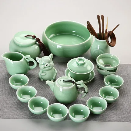 Longquan Celadon чайный набор кунг-фу домашний японский стиль простой пуэр чайный набор Современный чайник чайная чашка с крышкой чаша аксессуары для чая - Цвет: 02 Teaware Sets