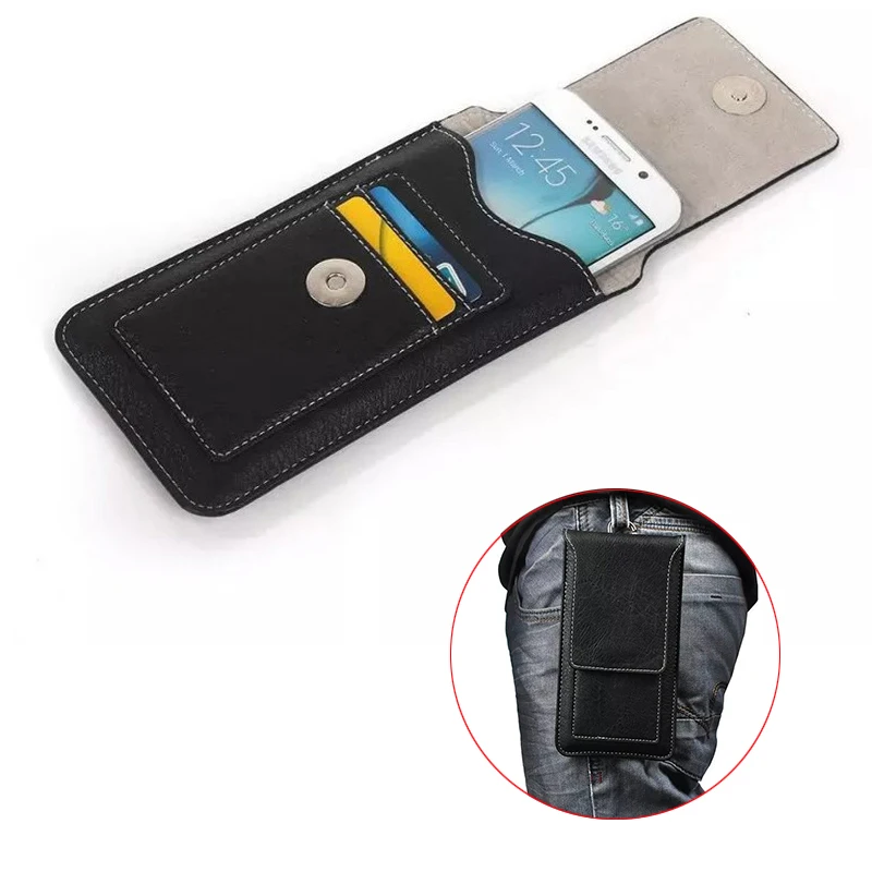 Модный чехол кобура с зажимом для ремня Магнитный на липучке кожаный