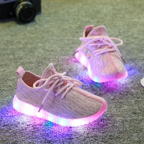 lights shoes От 1 до 5 лет Светодиодный Фонари маленькие девочки и мальчики светящиеся мягкие нескользящие спортивные туфли на подошве Детские кроссовки повседневная обувь - Цвет: lights shoes