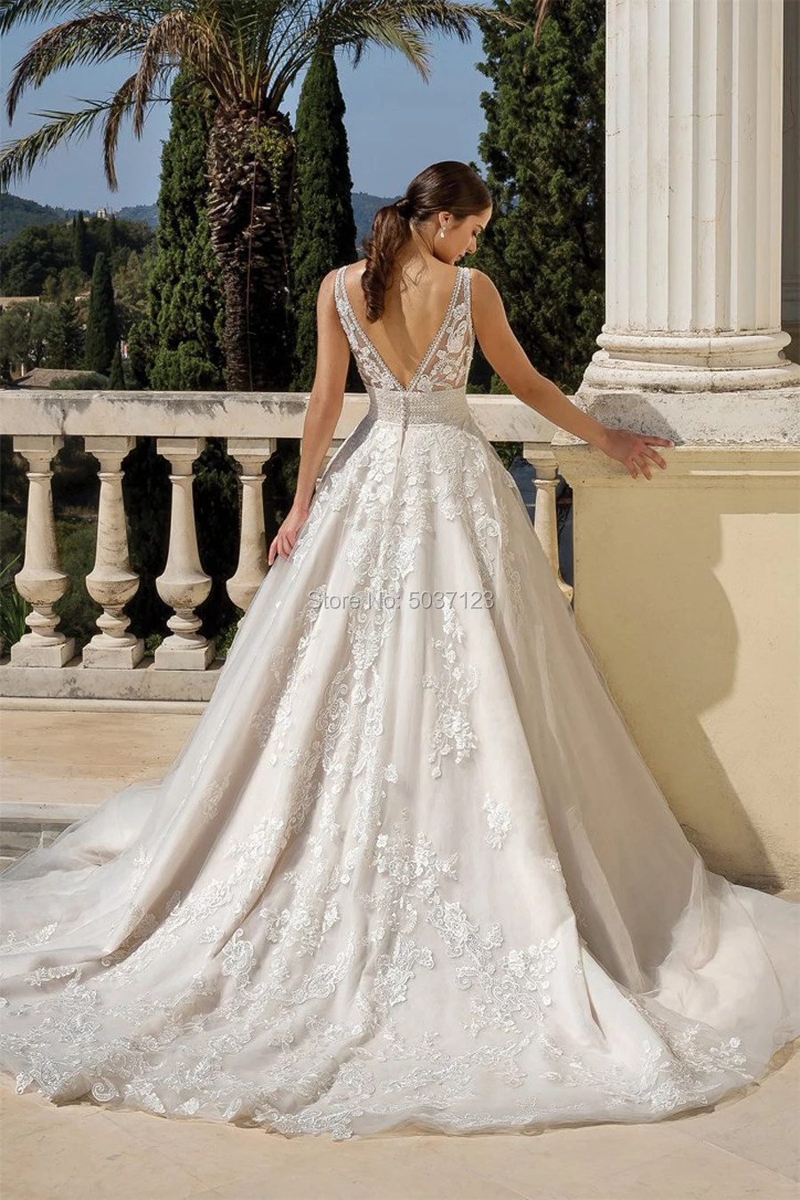 Изысканные свадебные платья трапециевидной формы Vestido De Noiva с двойным v образным
