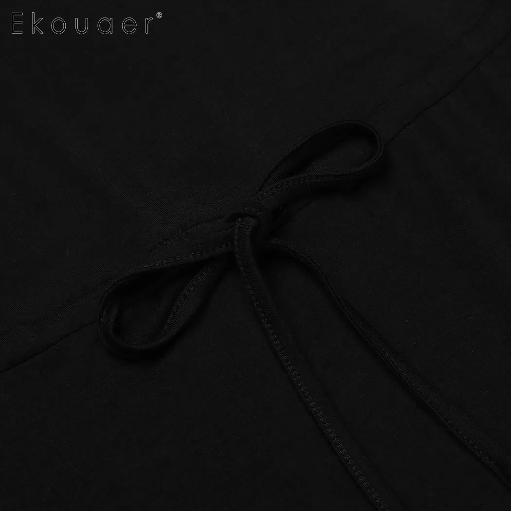 Женская ночная рубашка Ekouaer кружевная на тонких бретелях сорочка в стиле пэчворк