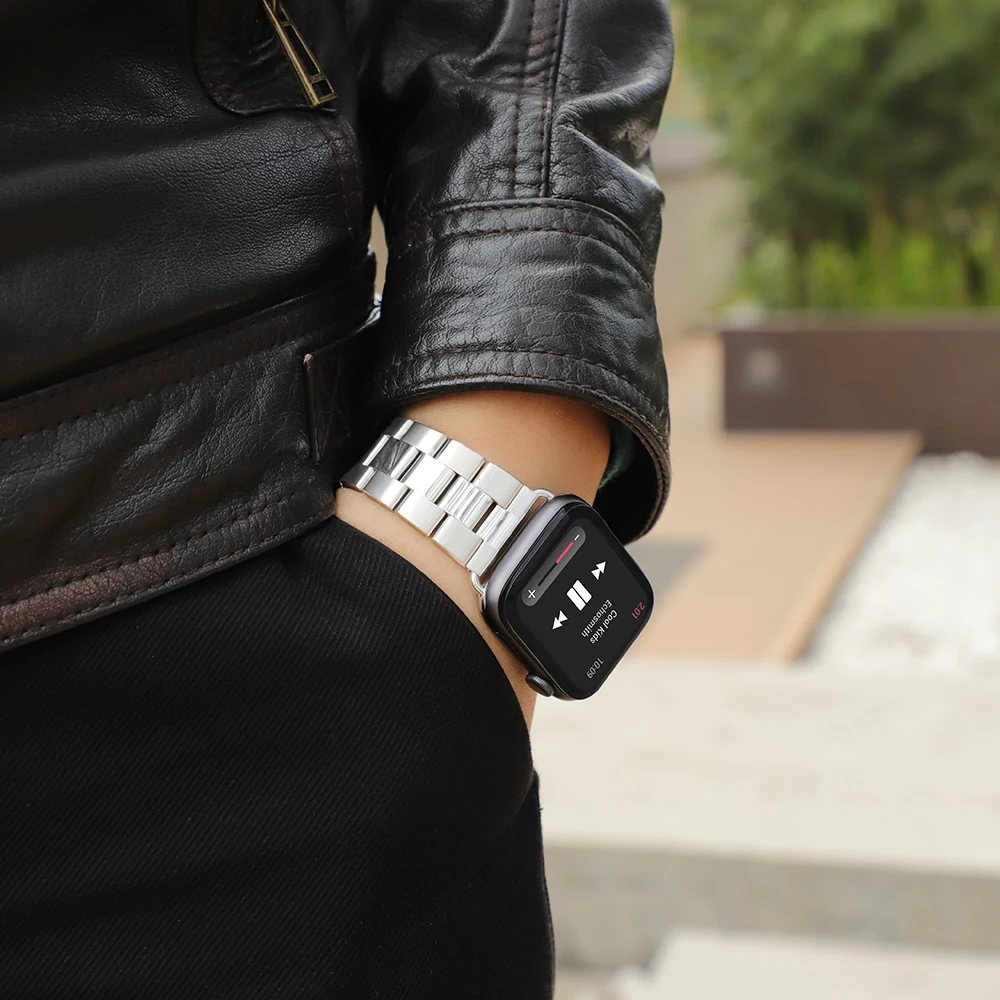 HOCO 2020 ремешок из нержавеющей стали для Apple Watch SE Band 40 мм 44 с двойной пряжкой