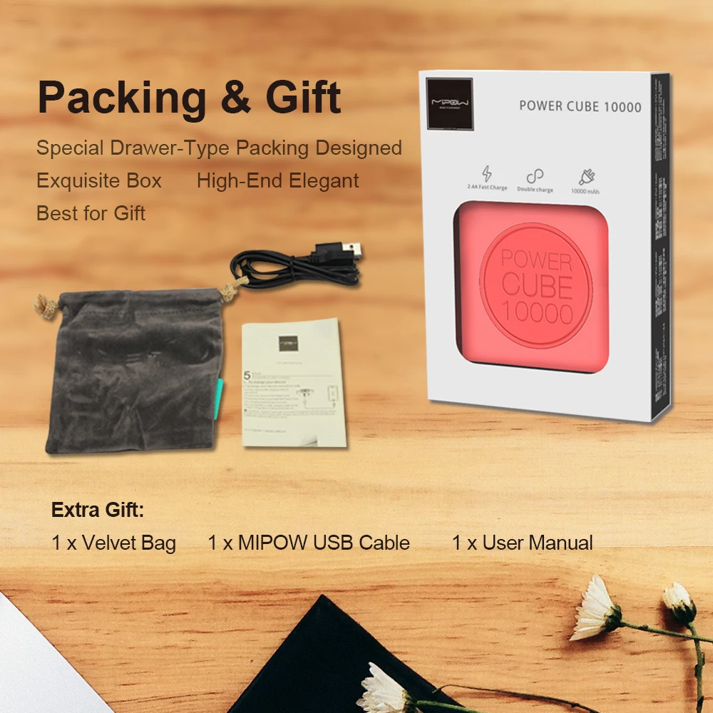 

MIPOW Powerbank 10000mAh 2.4A Fast Charge Power Bank External Battery Double USB Portable Bateria External Portable Charger