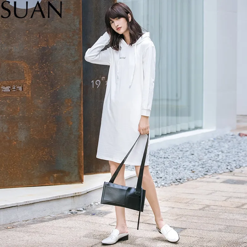 Суан 2018 Для женщин с длинными рукавами принтом Толстовки круглым вырезом