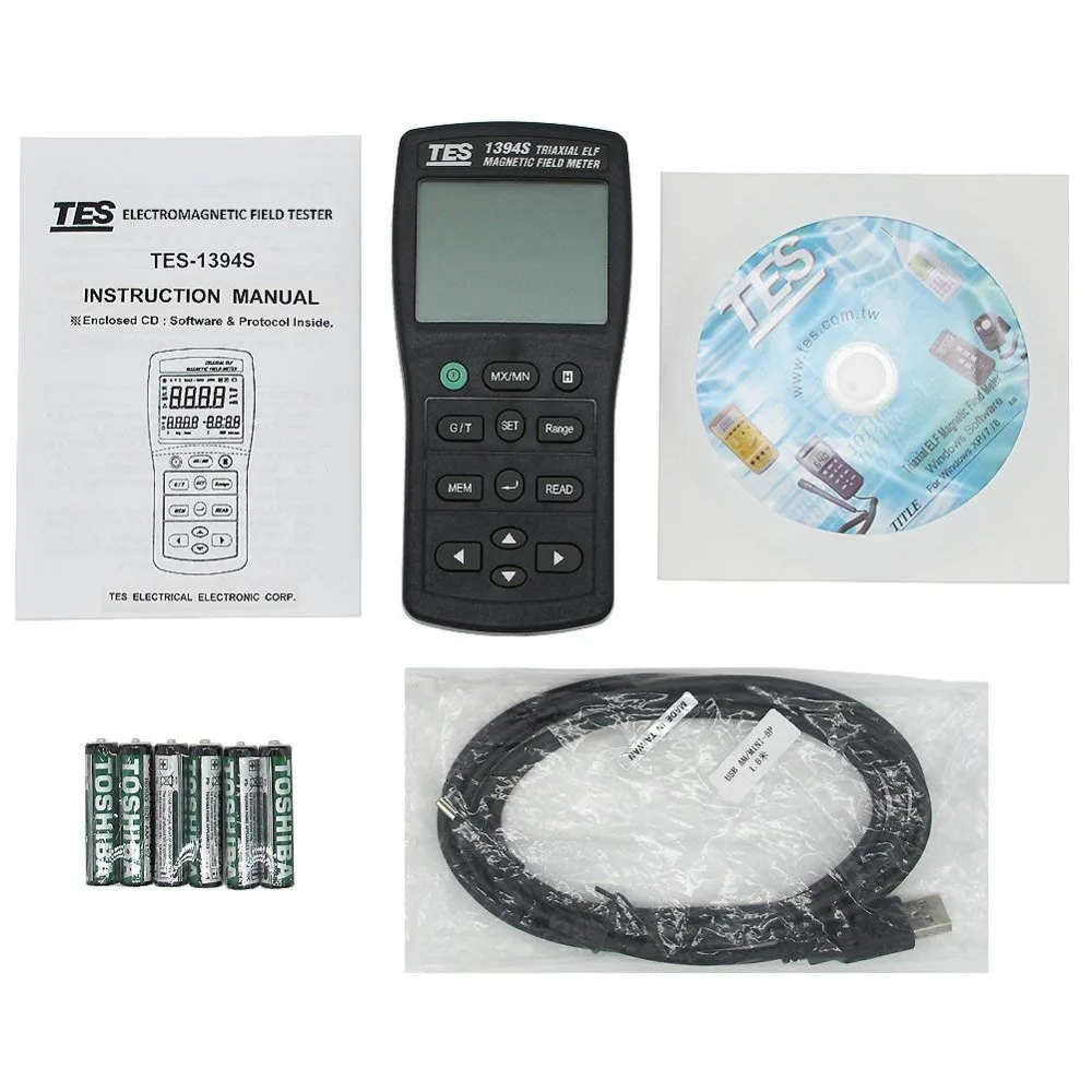 TES 1394S EMF тестер электромагнитное поле 50 Гц/60 Гц с RS 232 TES1394S|Детекторы