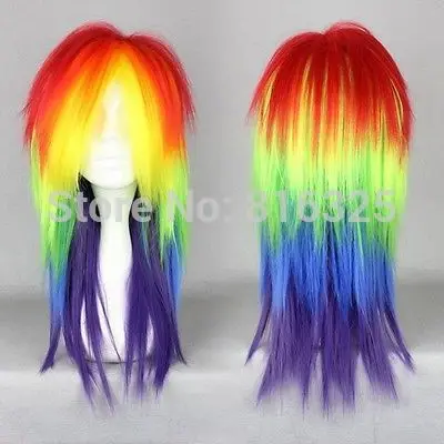 DM690013&gt&gt&gt КОСПЛЕЙ My Little Pony Косплей Парик Радуга Цвет Прямо Синтетические Волосы