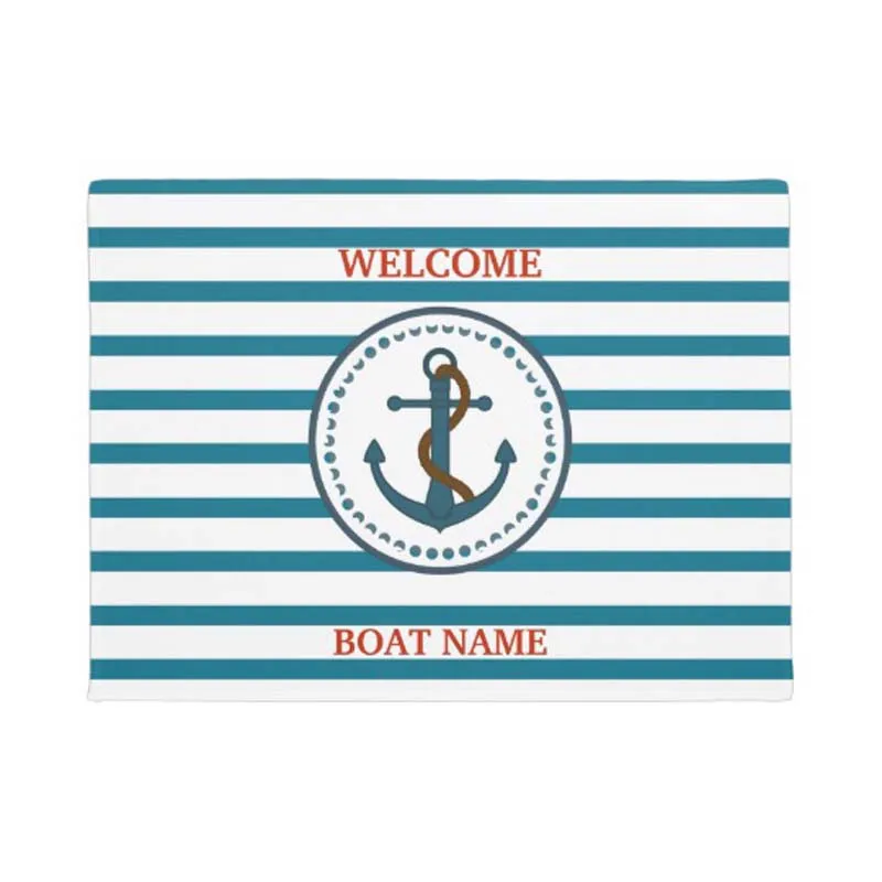 Индивидуальный морской синий коврик в полоску для украшения дома нескользящий