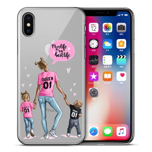 Мода для девочек супер мама ребенок папа чехол телефона iPhone XS Max XR X 7 6s 8 Plus 5S SE