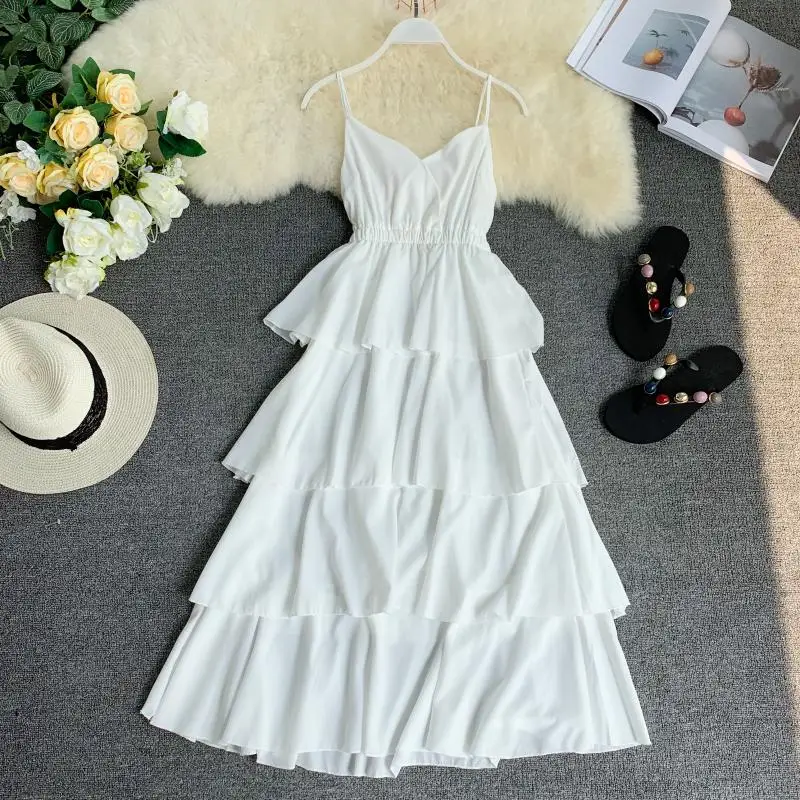 Женское бальное платье на бретельках однотонные многоуровневые платья с