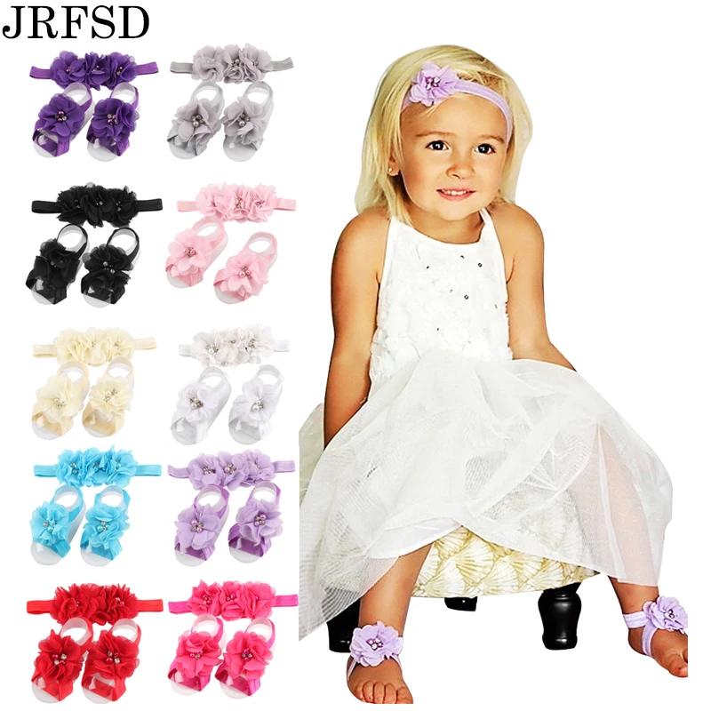 JRFSD 2017 головная повязка с цветком для новорожденного босоножек атласные