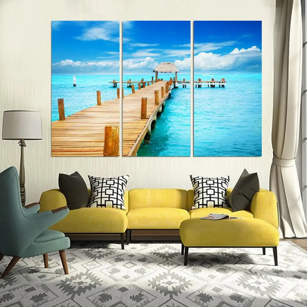 

Drop shipping 3 Panel printed painting Seascape painting Wall Art Picture Home Decoration Living Room Modern painting LS420