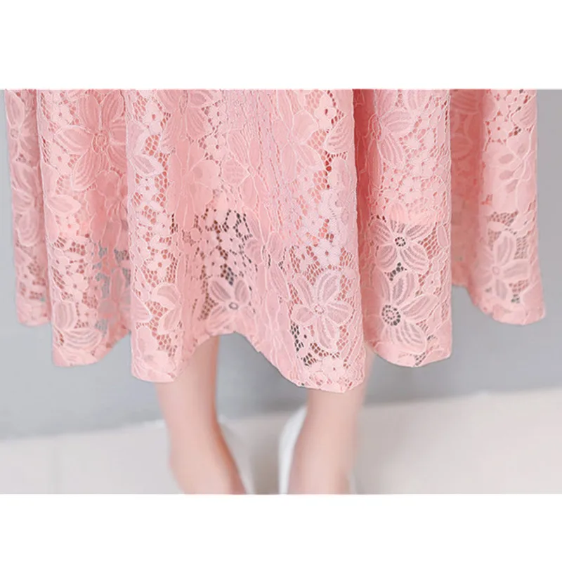 Женское кружевное платье весна лето 2018 новая модель облегающее средней длины с