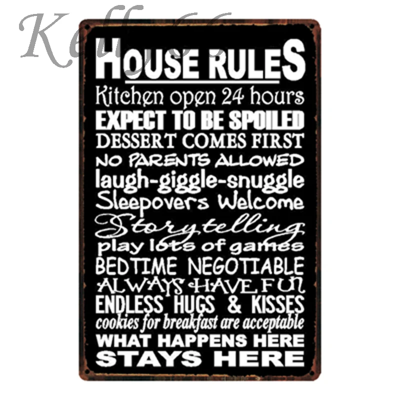 

[ Kelly66 ] House Rules Metal Sign Tin Poster Home Decor Bar Wall Art Painting 20*30 CM Size y-1943