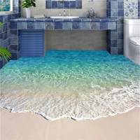 beibehang floor painting blue sea reef scenery waterproof bathroom kitchen wall paper pvc self adhesive wallpaper wall sticker