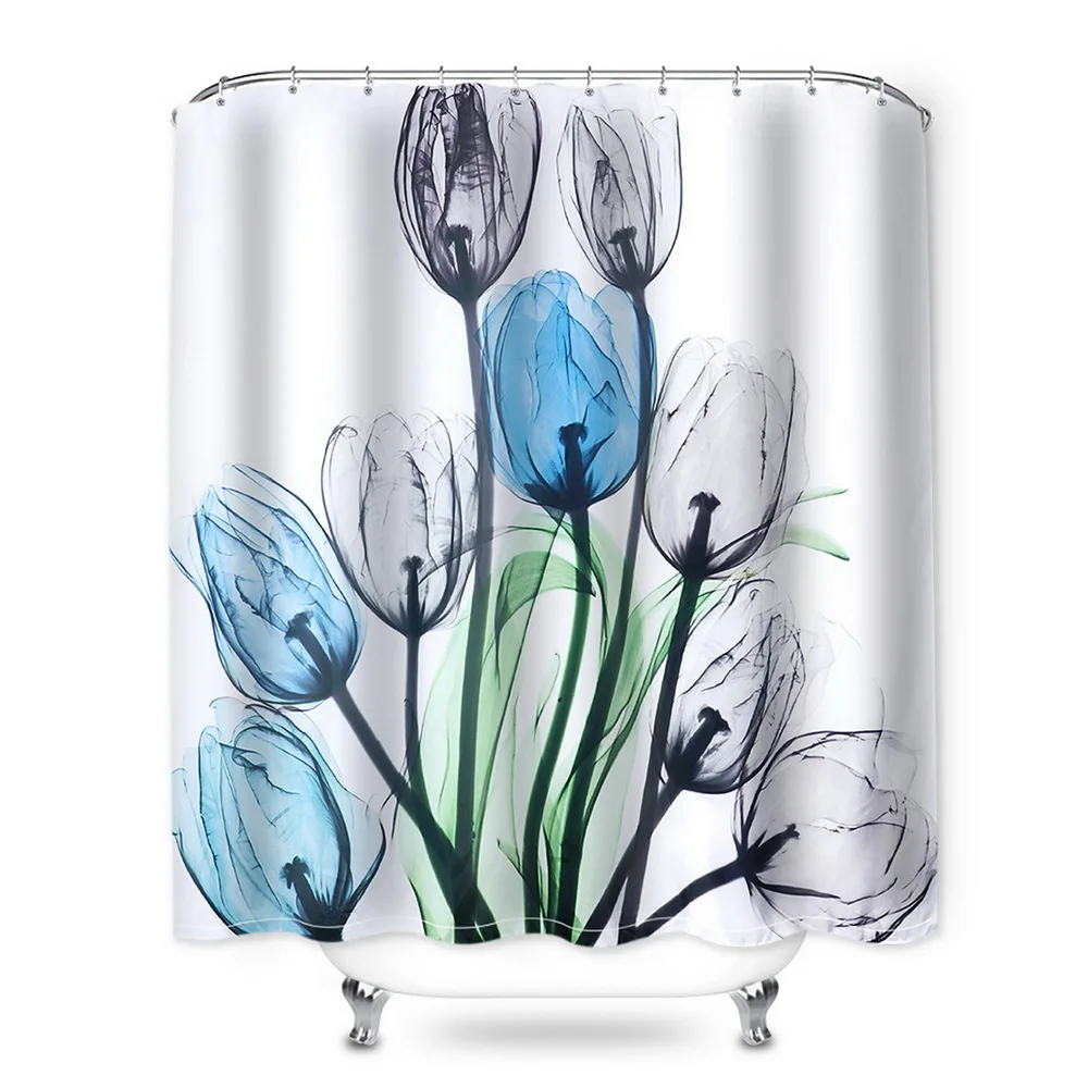 blue shower curtain 4 шт./компл. коврик для ванной комнаты Бытовая Нескользящая ручка на присосках коврик для ванной крышка для унитаза аксессуары для ванной комнаты занавеска для душа коврик - Цвет: blue shower curtain