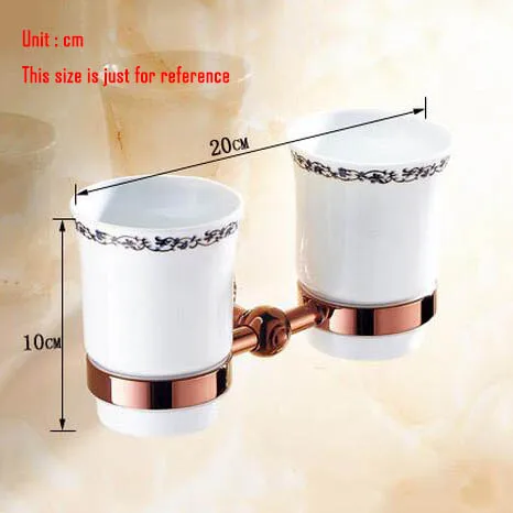 Континентальный медь Antique Rose Gold Керамика чашки и стакан держатель двойной подстаканники синий и белый фарфор Кубок для зубных щеток