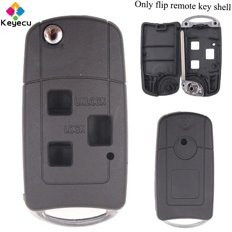 

KEYECU Replacement Modified Flip Remote Key Shell Housing- 3 Buttons & TOY48 Uncut Blade - FOB for Lexus IS200 GS300 LS400 RX300