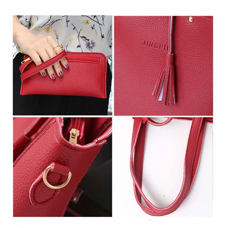 Женская сумка через плечо из искусственной кожи 4 шт./компл. 2019 | Багаж и сумки