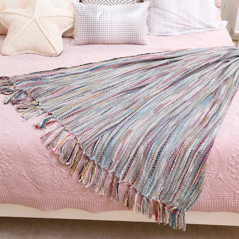 Battilo Tassel вязаный плед диване покрывало одеяло 6" x 50"(смешанные цвета