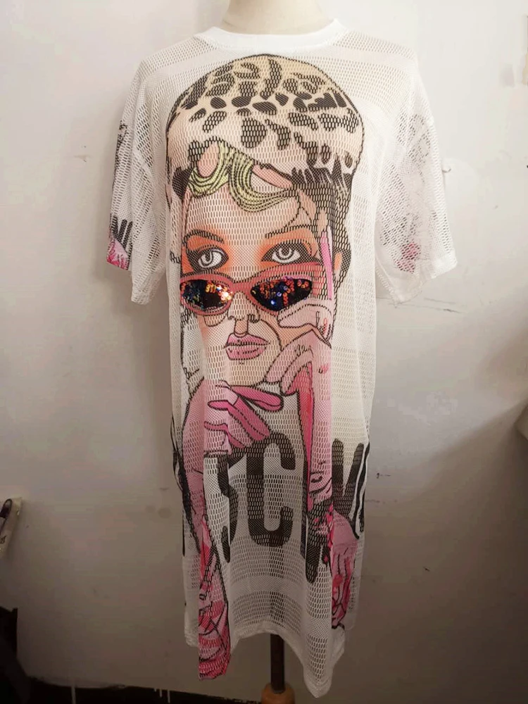 Женское летнее платье, Пляжное, повседневное, милое, перспективное, Vestido, женское, свободное, размера плюс, Европейское, с рисунком, расшитое блестками, платье Y396